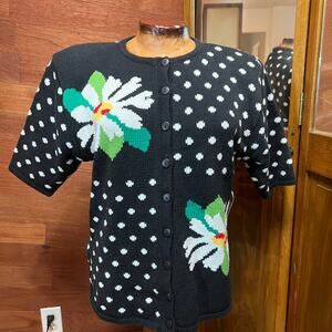 VINTAGE 90s Deadstock Susan Bristol Cottage Sweater Size M Knit Floral Granny